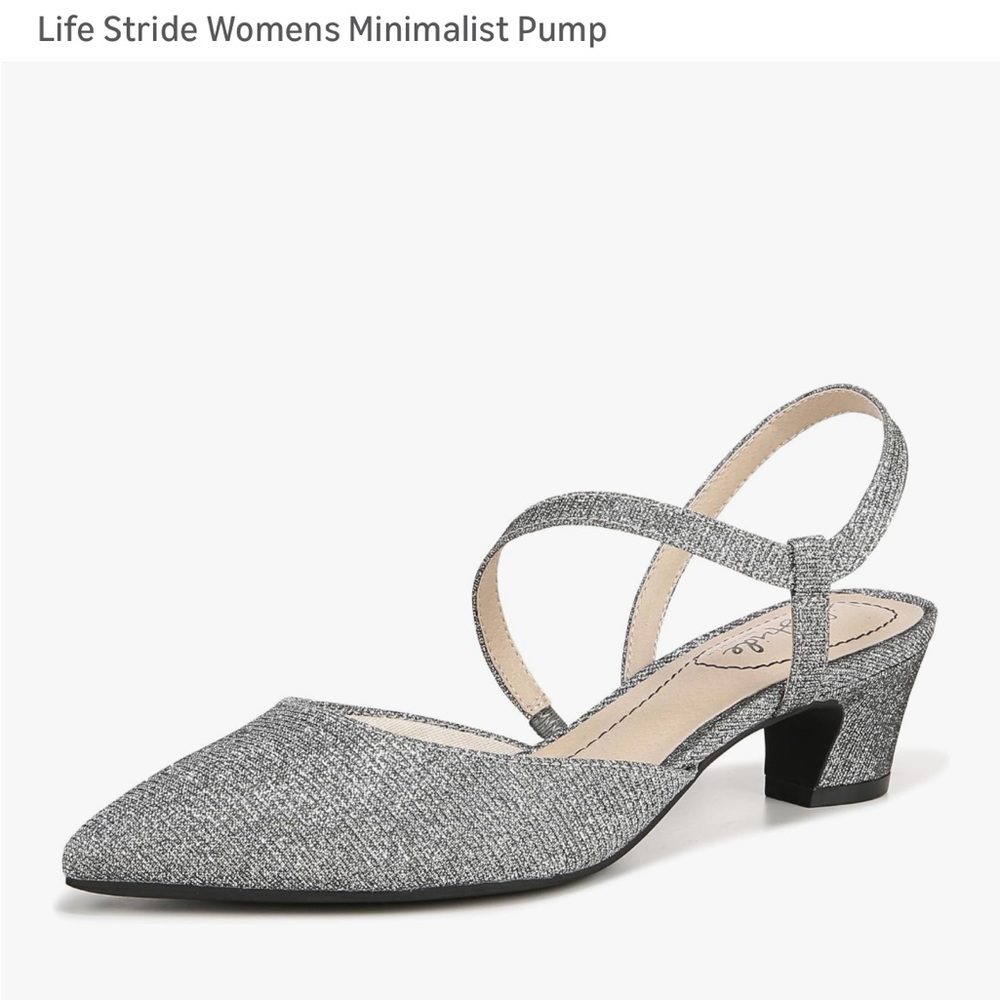 NEW never worn Life Stride Women's Elegant Gray Heels 11W   Pewter Shimmer  WIDE